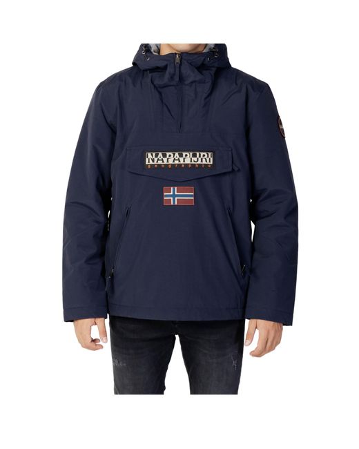Napapijri Blue Long-Sleeved Pullover Jacket for men