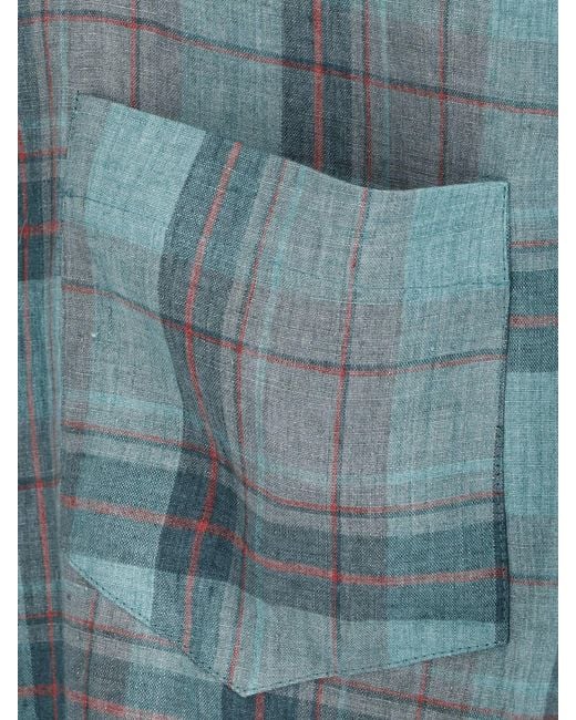 Magliano Blue Oversized Checked Shirt
