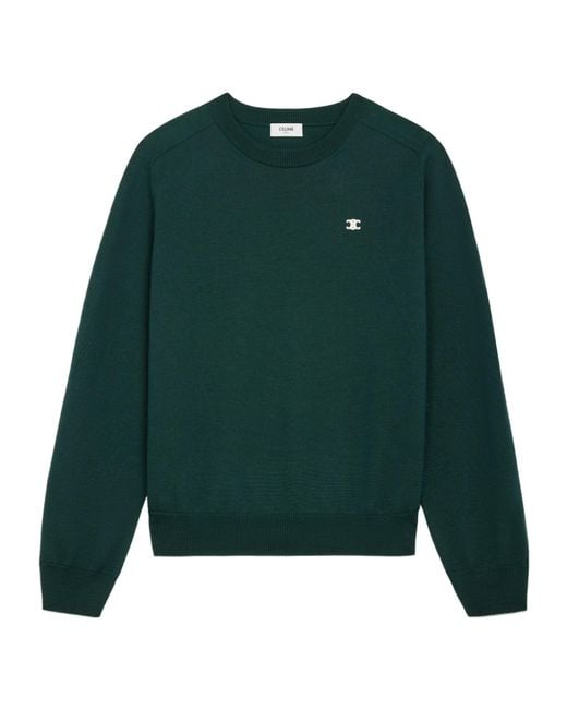 Céline Green Triomphe Crew Neck Sweater for men