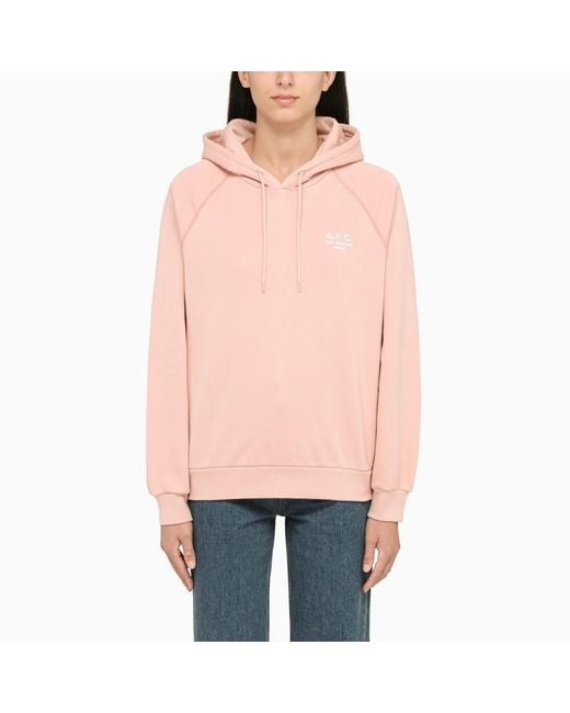 A.P.C. Pink Logo-Embroidered Drawstring Hoodie
