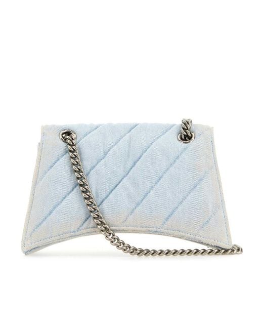 Balenciaga Blue Denim Crush S Shoulder Bag