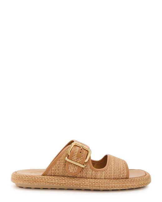 Tod's Brown Straw Sandals