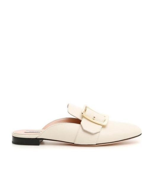 Bally White Flat-Soled Muller Shoes
