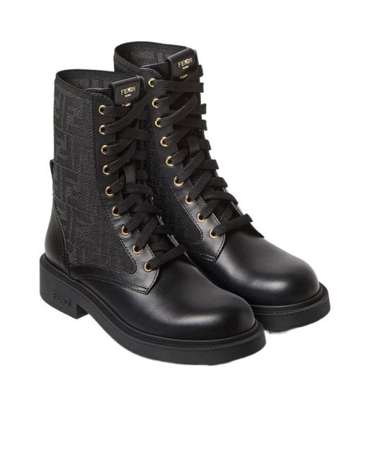 Fendi Black Iconic Stretch Fabric Boots With Accents And 35 Cm Heel