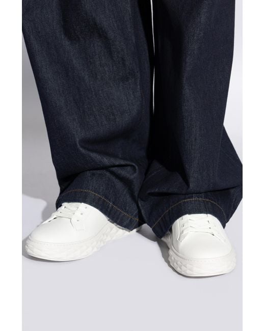 Jimmy Choo White Diamond Maxi Leather Sneakers for men