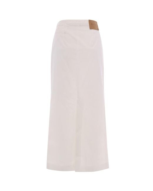Patrizia Pepe White Back-Slit Midi Skirt
