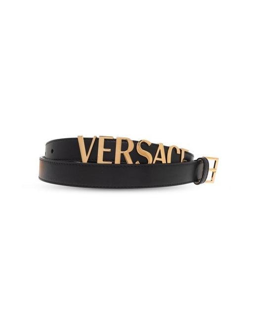 Versace White Logo-Lettering Buckle Belt