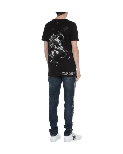 Philipp Plein Black Logo Printed T-Shirt for men