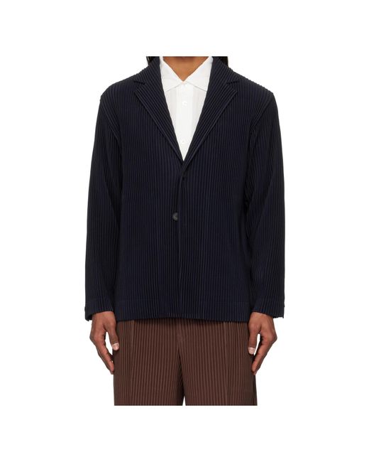 Homme Plissé Issey Miyake Blue Homme Plissé Issey Miyake Basics Buttoned Blazer for men