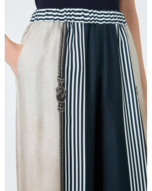 Max Mara Blue Silk Wide-Leg Trousers