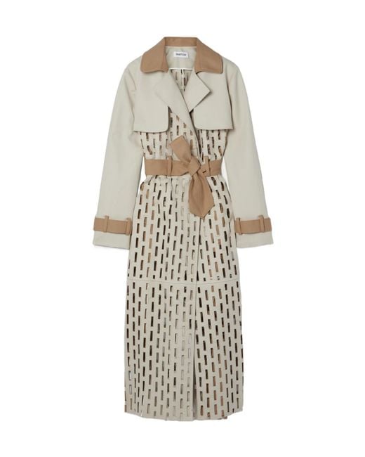 Partow White Cut-Out Pure Cotton Twill Trench Coat