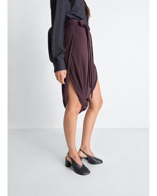 Lemaire Purple Tie-Detail Draped Midi Skirt