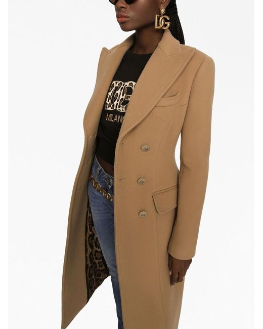 Dolce & Gabbana Natural Long Double-Breasted Coat