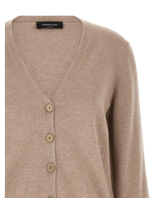Fabiana Filippi Natural Filo Diamante V-Neck Cardigan