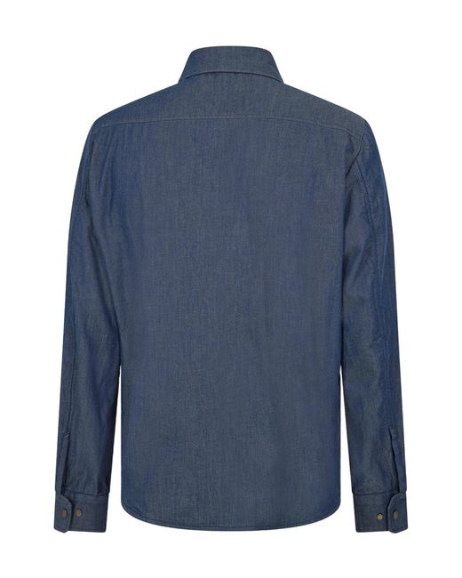 Moncler Blue Denim Button-Down Overshirt for men