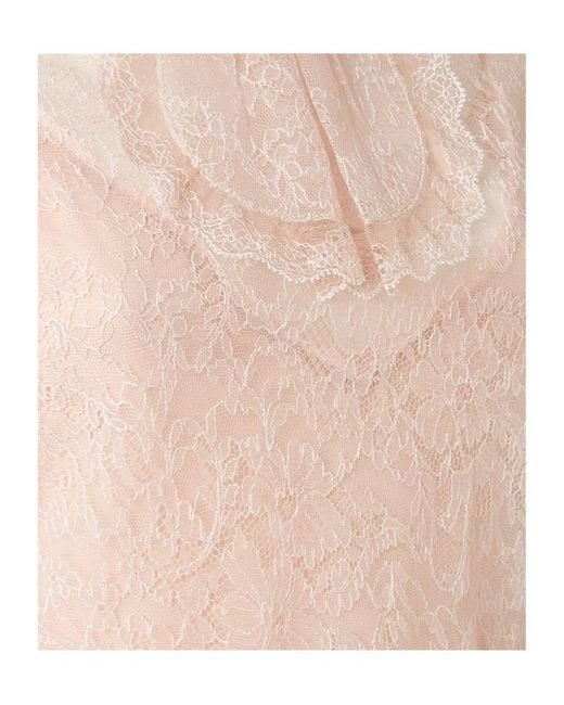 Fendi Pink Trompe-L'Oeil Effect Lace Midi Dress