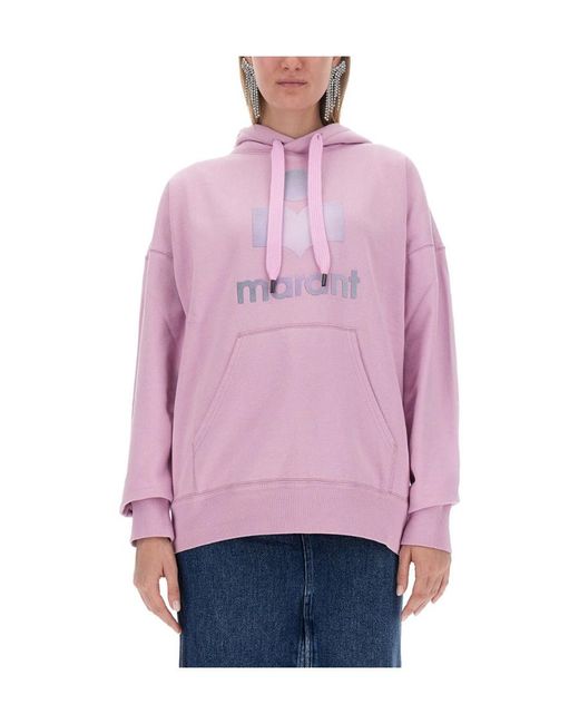 Isabel Marant Pink Isabel Marant Étoile Logo-Printed Drawstring Hoodie