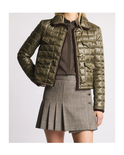Fay Green 3 Ganci Quilted Checkered Jacket
