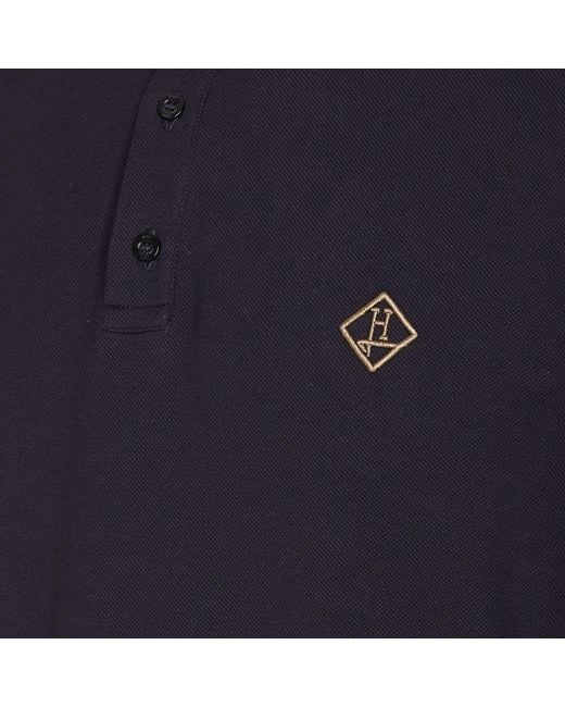 Herno Blue Logo Embroidered Basic Polo Shirt for men