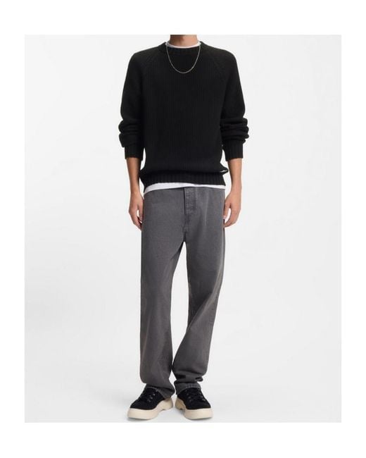 Boss Black Rib-Knit Sweater for men