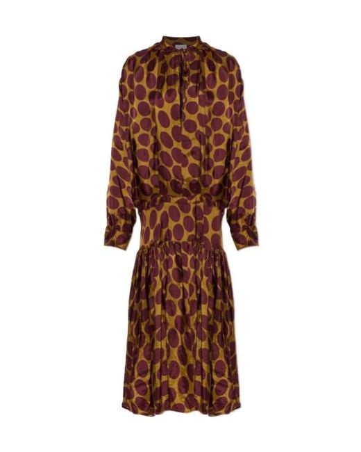 Dries Van Noten Brown Long Sleeve Dress