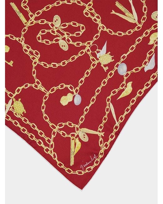 Givenchy Red Charm-Print Silk Scarf