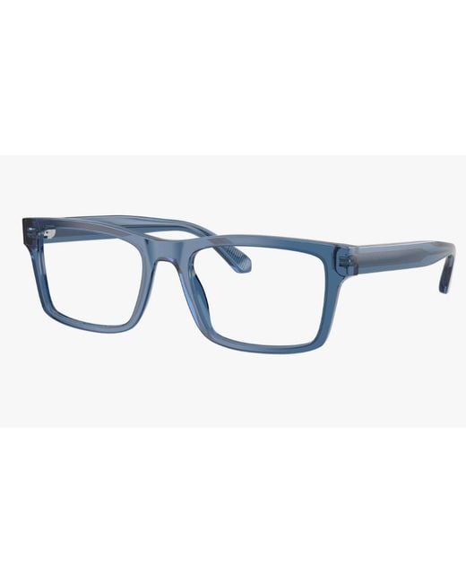Emporio Armani White Rectangular Frame Glasses for men