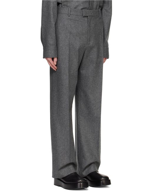 Bottega Veneta Gray High-Waisted Straight Leg Trousers for men