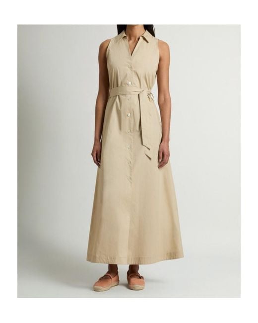 Woolrich Natural Sleeveless Poplin Shirt Dress
