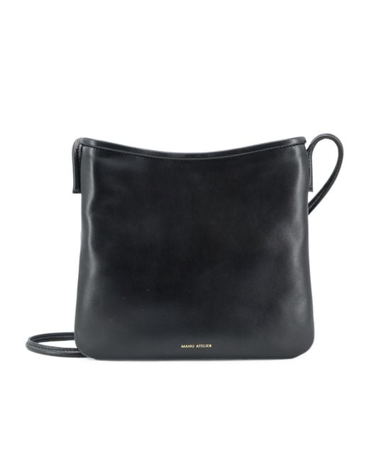 MANU Atelier Black Logo-Letter Shoulder Bag