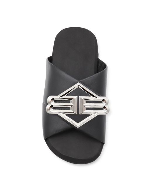 Balenciaga Black Logo Plaque Slip-On Slides for men