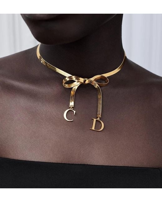 Dior Metallic Cd Ribbon Choker