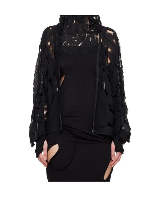 Post Archive Faction PAF Black Post Archive Faction 6.0 Cut-Out Detailed Hooded Jacket