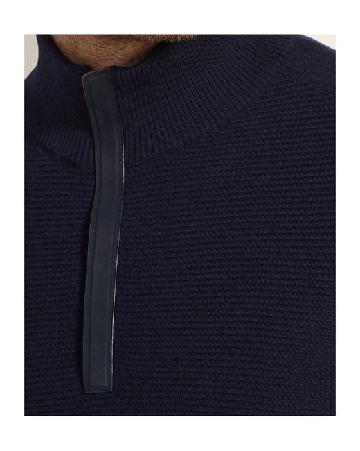 Zegna Blue Vellus Aureum Zip Mock Neck for men