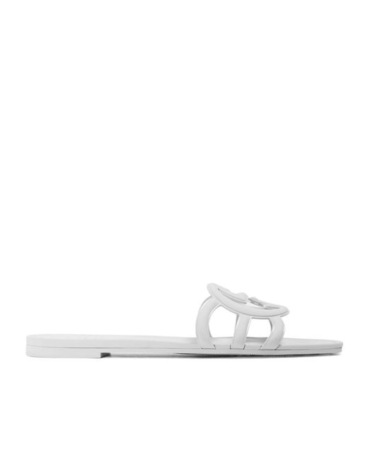 Gucci White Logo Slippers