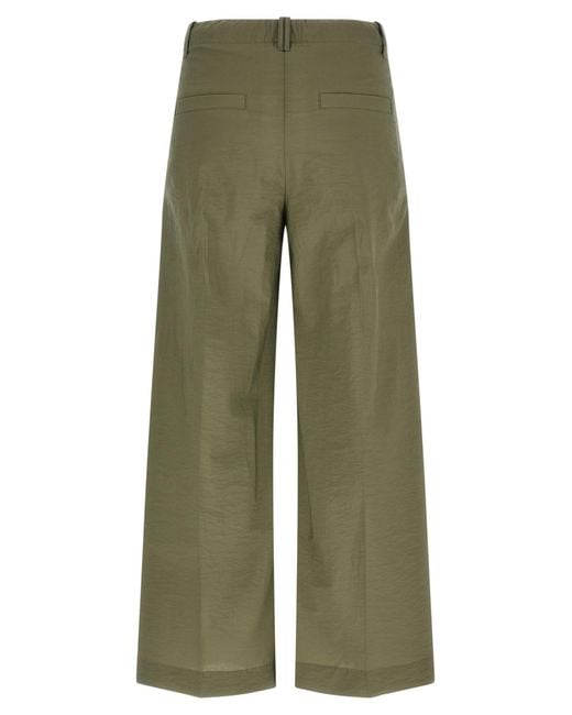 Brunello Cucinelli Green Pleated Wide-Leg Trousers