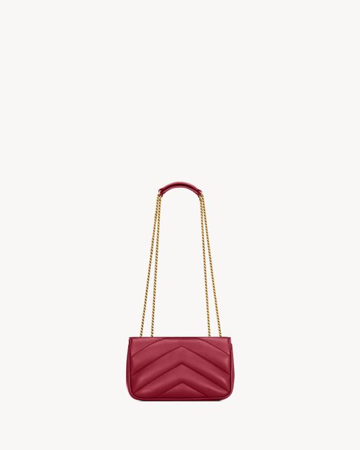 Saint Laurent Red Loulou Foldover Top Mini Shoulder Bag