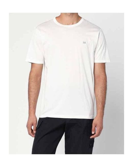 C P Company White Logo Patch Crewneck T-Shirt for men