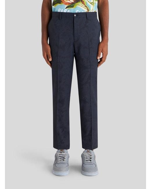 Etro Blue Straight Leg Tailored Pants for men