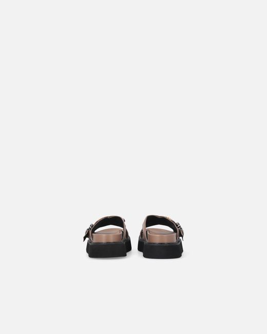 Pinko Brown Buckled Leather Sandals