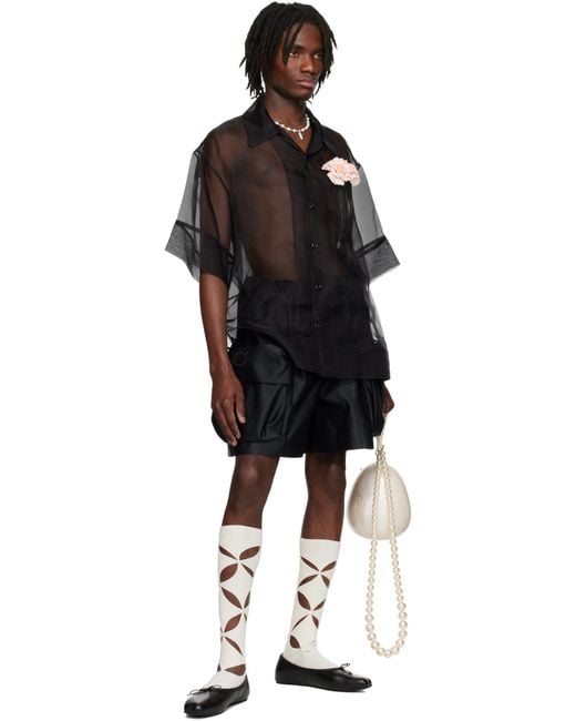 Simone Rocha Black Carnation Pocket Boxy Shirt for men