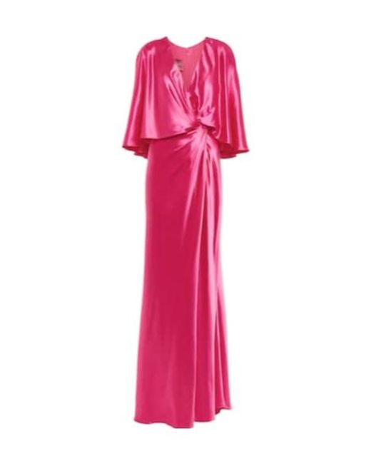 Monique Lhuillier Pink Draped Satin Gown