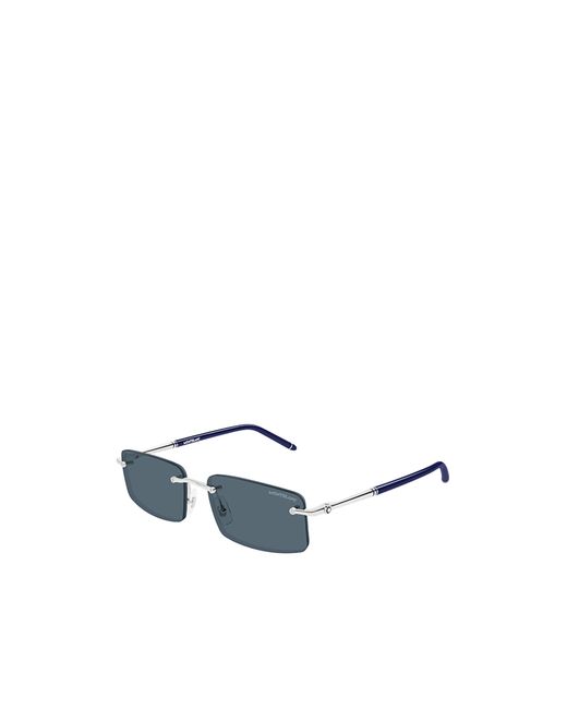 Montblanc Blue Eyewear Rectangular Frame Sunglasses