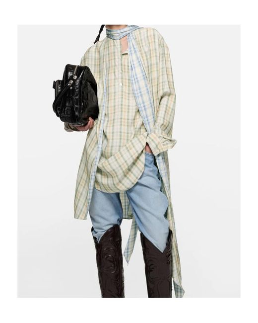 Acne White Check Tunic Dress