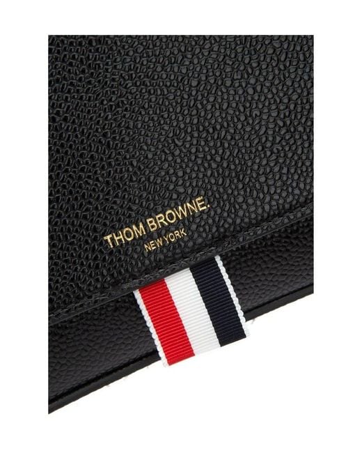 Thom Browne Black Logo Detailed Messenger Bag for men