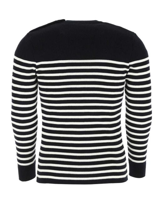 Saint James Black Striped Pattern Sweater for men