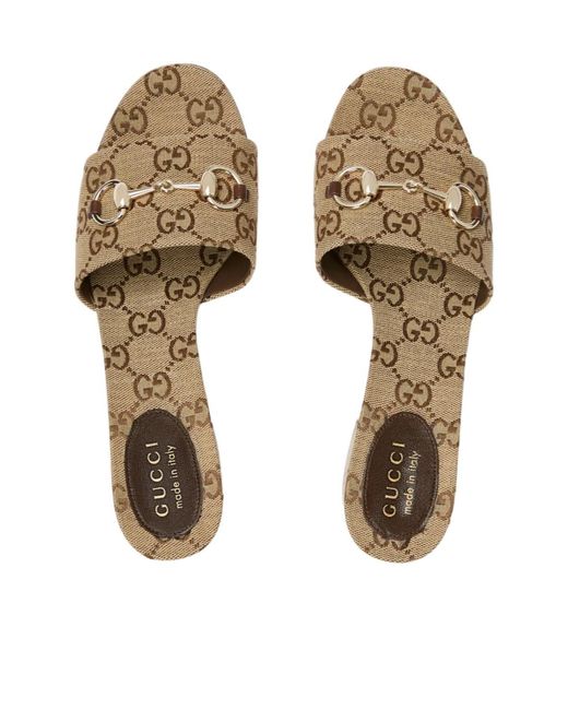 Gucci Natural Horsebit Slide Sandals