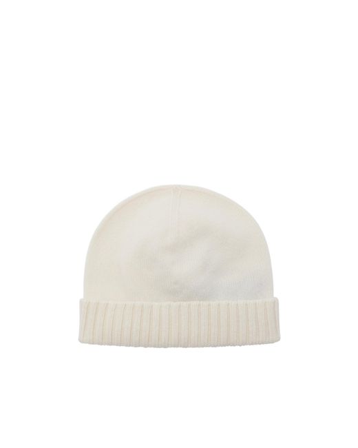 Malo White Fine-Knit Turn-Up Brim Beanie for men
