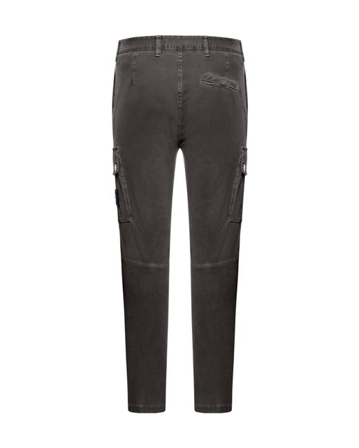 Stone Island Gray Brushed Old Effect Slim Fit Cargo Trousers for men