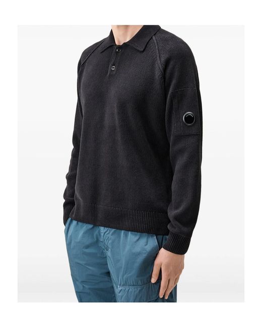 C P Company Blue Lens-Detail Polo Shirt for men